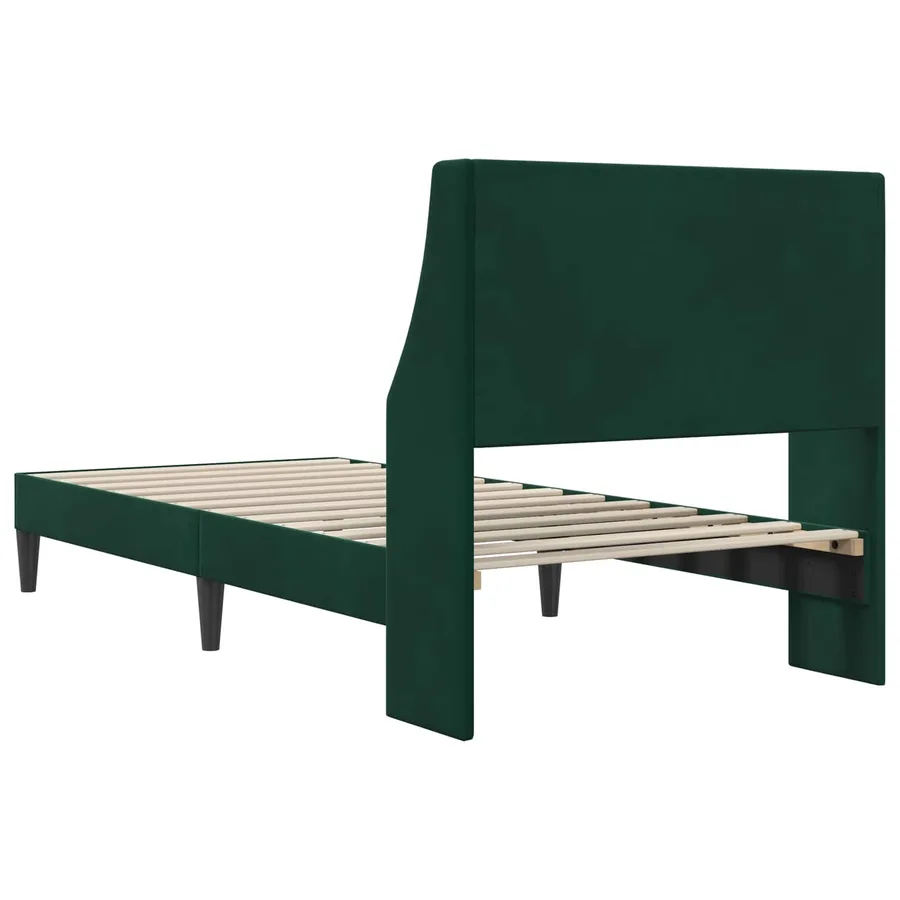 Cadre de lit avec tête de lit Vert foncé 90 x 190 cm Velours - 6