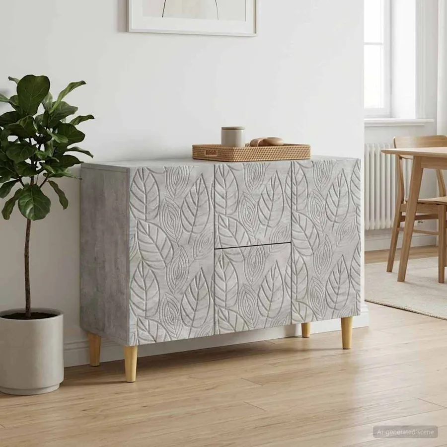 Buffet Gris béton 89 x 34,5 x 60 cm Bois d'ingénierie - 3