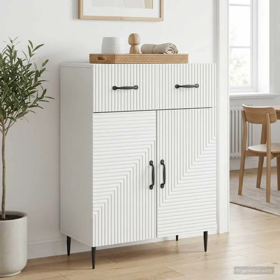Buffet Blanc 66 x 34,5 x 89,5 cm Bois d'ingénierie - 4