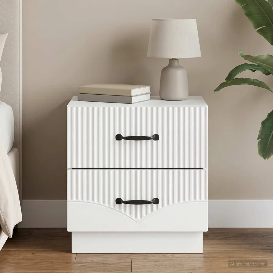 Cabinet de chevet Blanc 43 x 34,5 x 44,5 cm Bois d'ingénierie