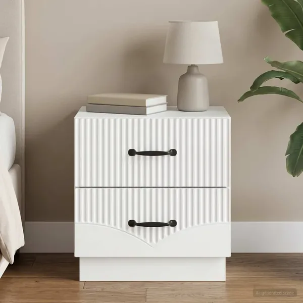 Cabinet de chevet Blanc 43 x 34,5 x 44,5 cm Bois d'ingénierie