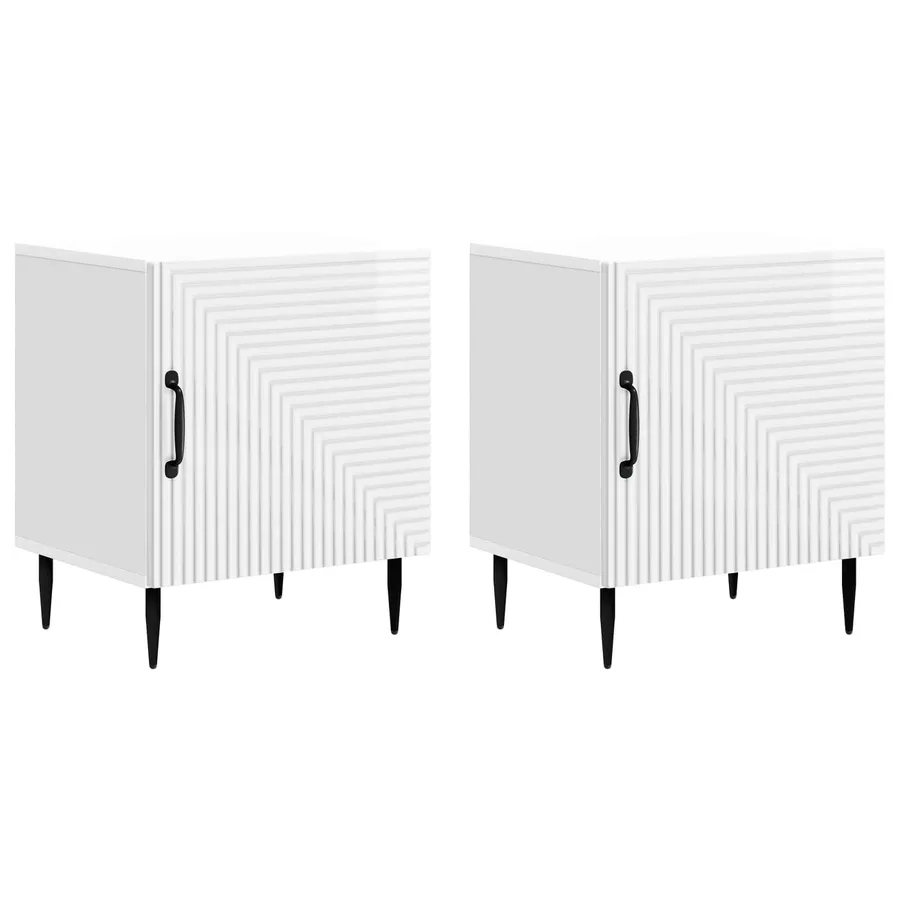 Cabinet de chevet 2 pcs Blanc brillant 43 x 34,5 x 50 cm - 2