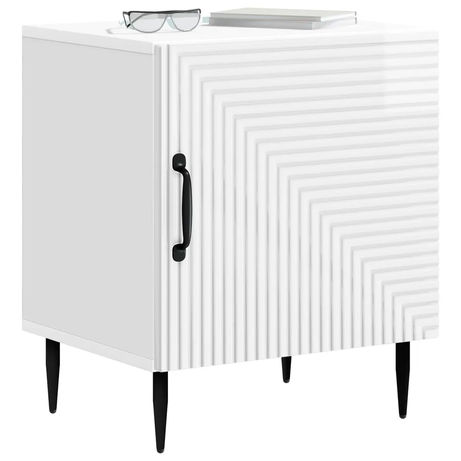 Cabinet de chevet 2 pcs Blanc brillant 43 x 34,5 x 50 cm - 3