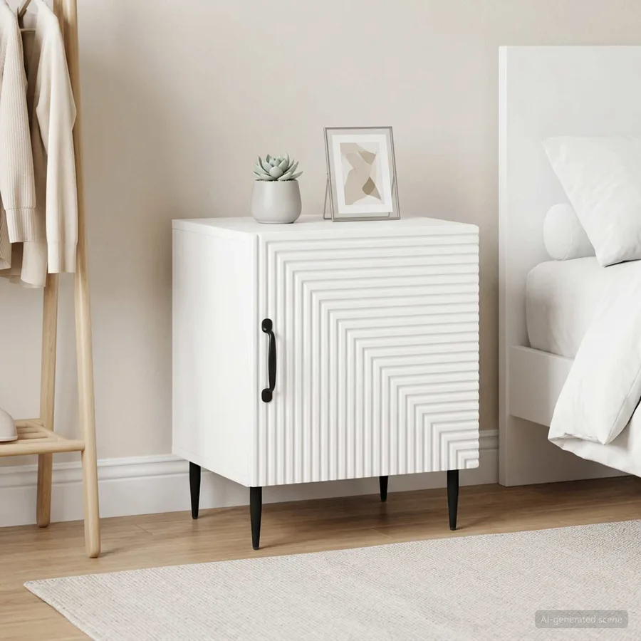 Cabinet de chevet 2 pcs Blanc brillant 43 x 34,5 x 50 cm - 4