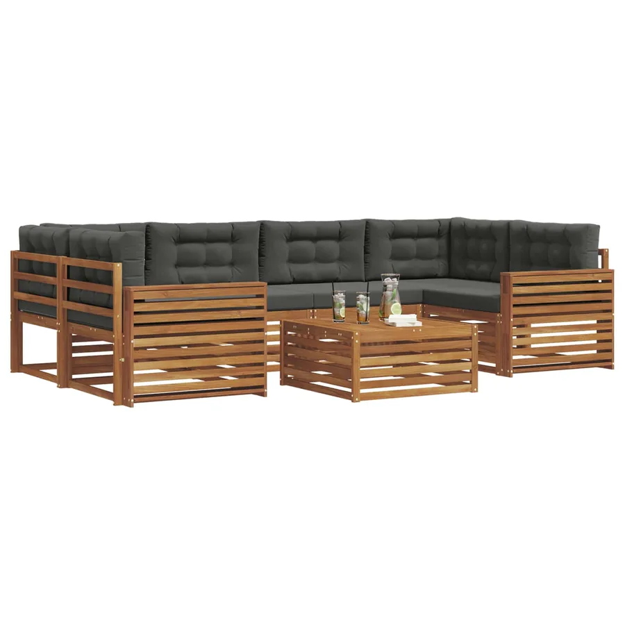 Ensemble de canapés d'extérieur 7 pcs Naturel et Anthracite - 3