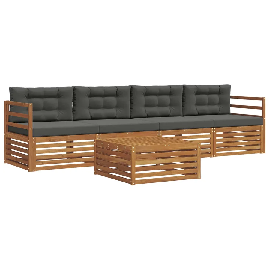 Ensemble de canapés d'extérieur 5 pcs Naturel et Anthracite - 2