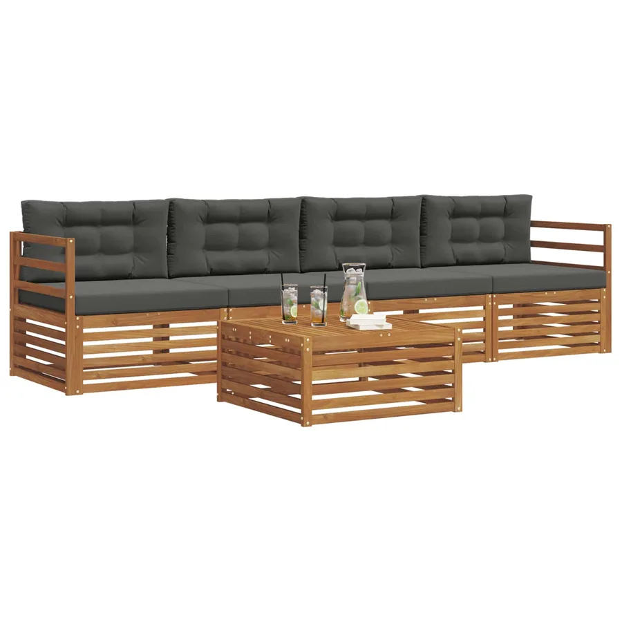 Ensemble de canapés d'extérieur 5 pcs Naturel et Anthracite - 3