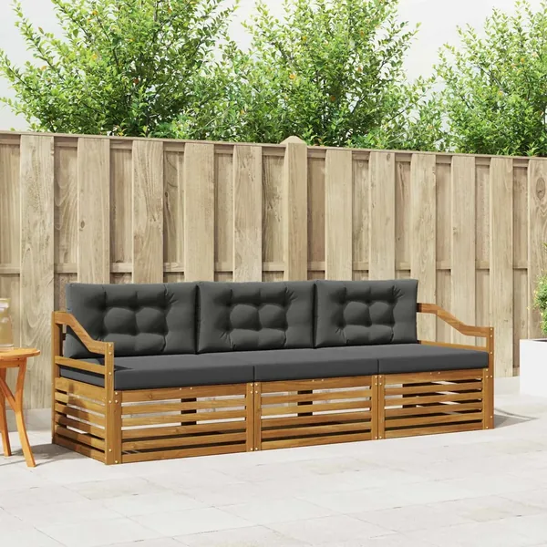 Ensemble de canapés d'extérieur 3 pcs Naturel et Anthracite