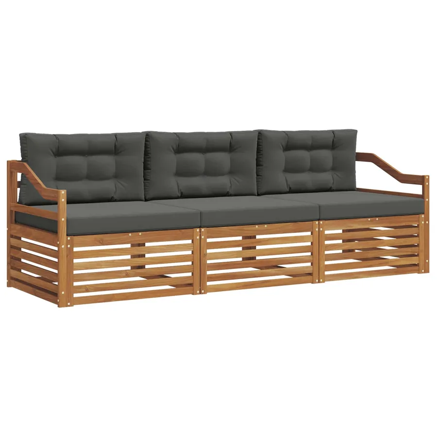 Ensemble de canapés d'extérieur 3 pcs Naturel et Anthracite - 2
