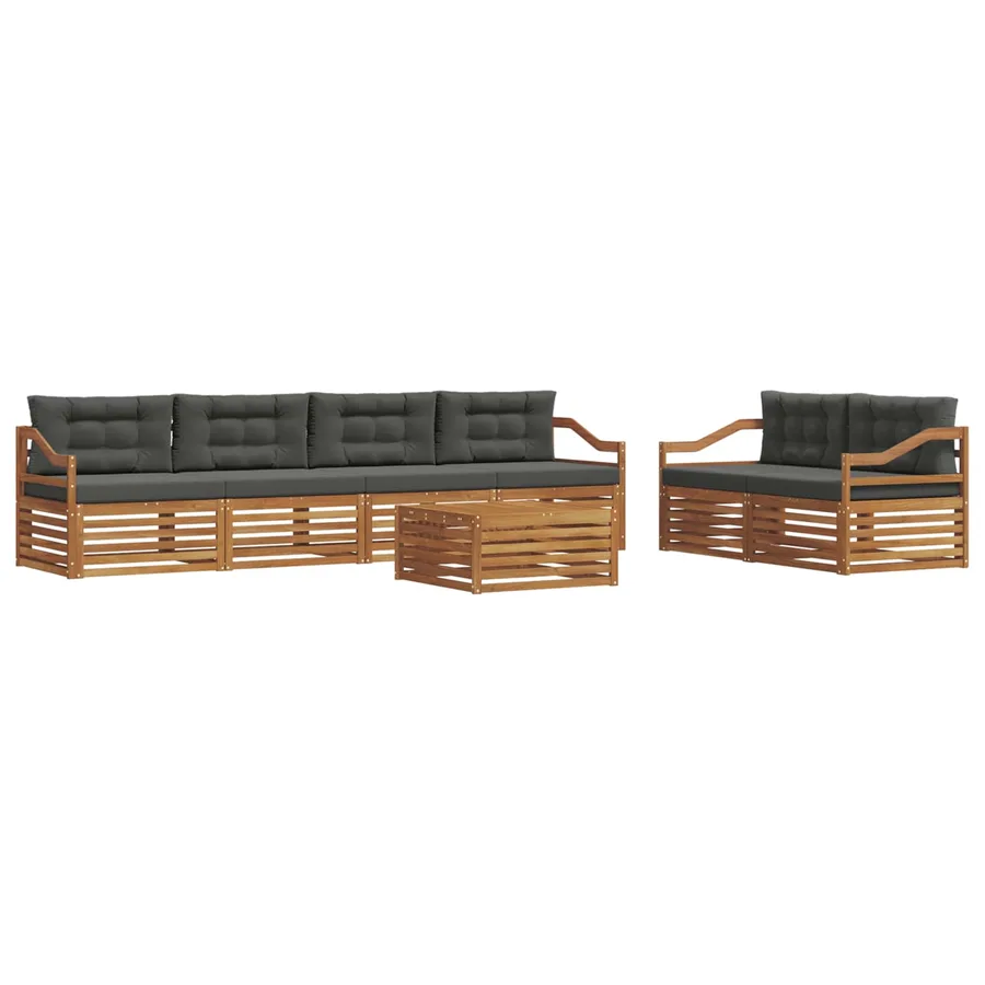 Ensemble de canapés d'extérieur 7 pcs Naturel et Anthracite - 2