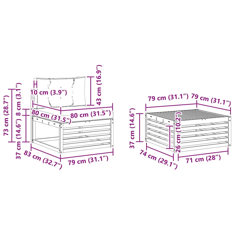 Ensemble de canapés d'extérieur 7 pcs Naturel et Anthracite - 8