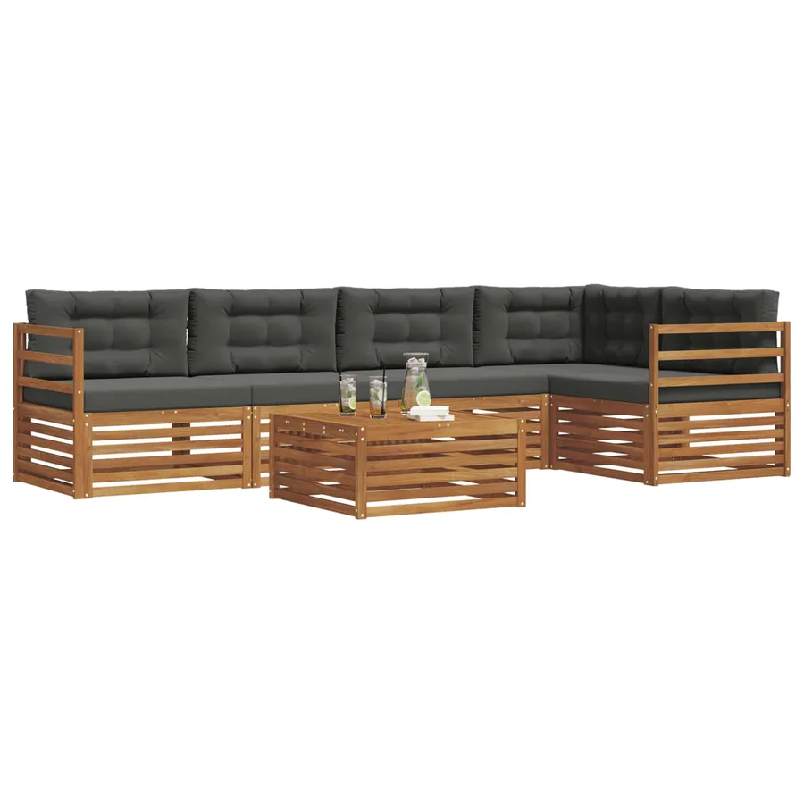 Ensemble de canapés d'extérieur 6 pcs Naturel et Anthracite - 3