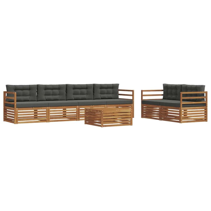 Ensemble de canapés d'extérieur 7 pcs Naturel et Anthracite - 2