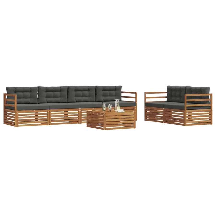 Ensemble de canapés d'extérieur 7 pcs Naturel et Anthracite - 3