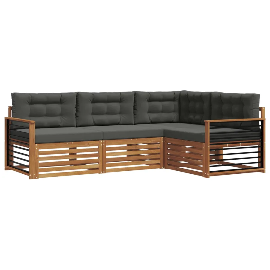 Ensemble de canapés d'extérieur 4 pcs Naturel et Anthracite - 2