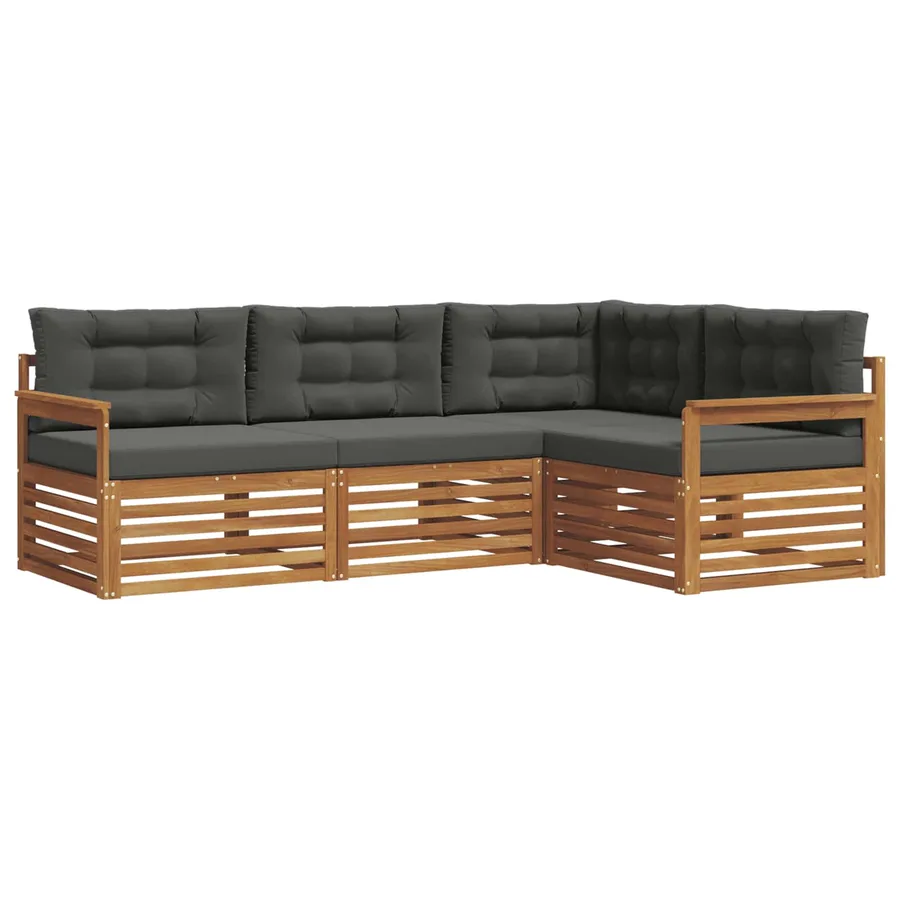 Ensemble de canapés d'extérieur 4 pcs Naturel et Anthracite - 2