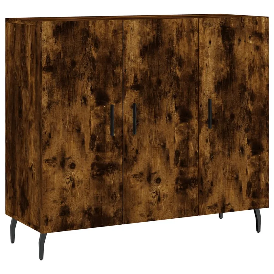 Buffet chêne fumé 90x34x80 cm bois d'ingénierie - 2