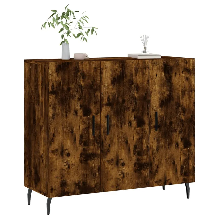 Buffet chêne fumé 90x34x80 cm bois d'ingénierie - 3