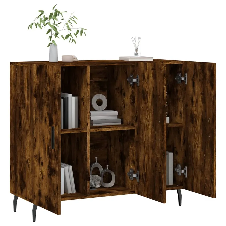 Buffet chêne fumé 90x34x80 cm bois d'ingénierie - 4