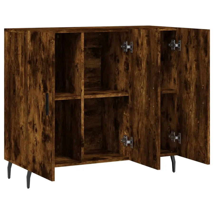 Buffet chêne fumé 90x34x80 cm bois d'ingénierie - 5