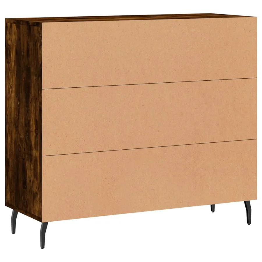 Buffet chêne fumé 90x34x80 cm bois d'ingénierie - 8