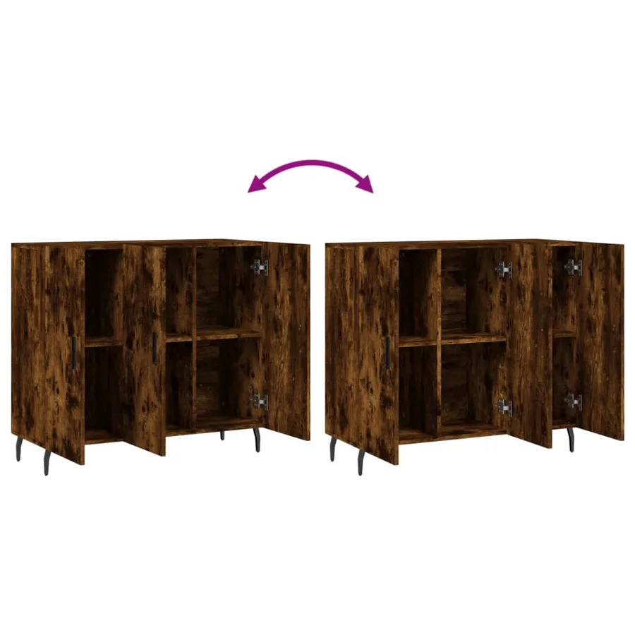 Buffet chêne fumé 90x34x80 cm bois d'ingénierie - 9