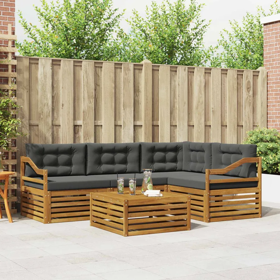 Ensemble de canapés d'extérieur 5 pcs Naturel et Anthracite