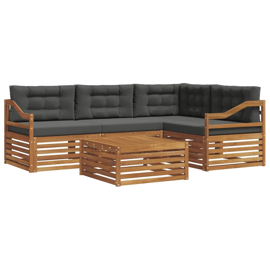 Ensemble de canapés d'extérieur 5 pcs Naturel et Anthracite - 2