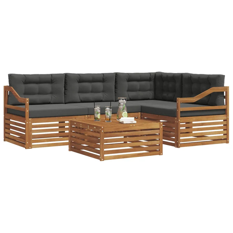 Ensemble de canapés d'extérieur 5 pcs Naturel et Anthracite - 3