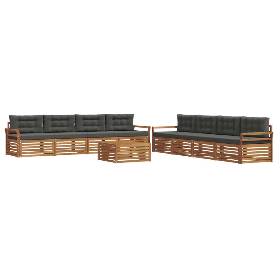 Ensemble de canapés d'extérieur 9 pcs Naturel et Anthracite - 2