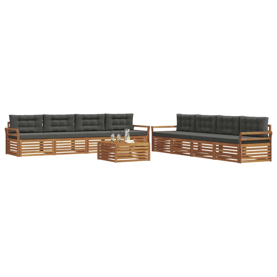 Ensemble de canapés d'extérieur 9 pcs Naturel et Anthracite - 3