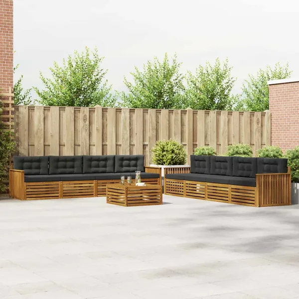 Ensemble de canapés d'extérieur 9 pcs Naturel et Anthracite