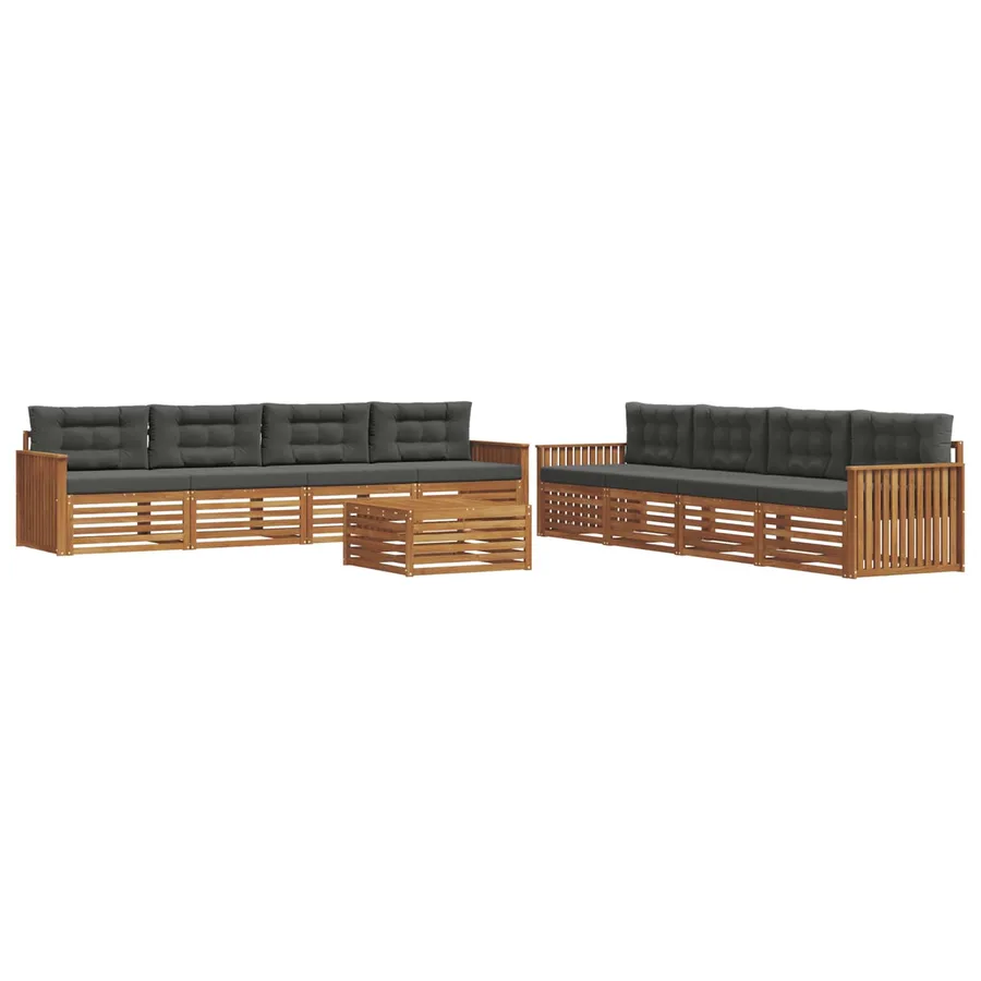 Ensemble de canapés d'extérieur 9 pcs Naturel et Anthracite - 2