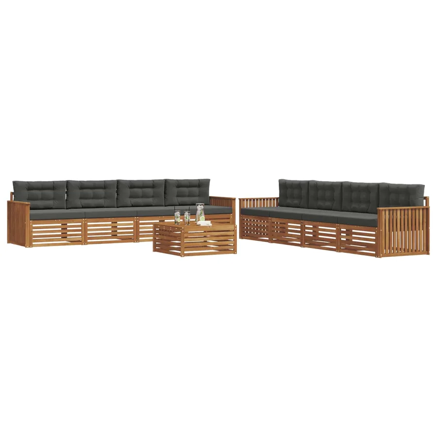 Ensemble de canapés d'extérieur 9 pcs Naturel et Anthracite - 3