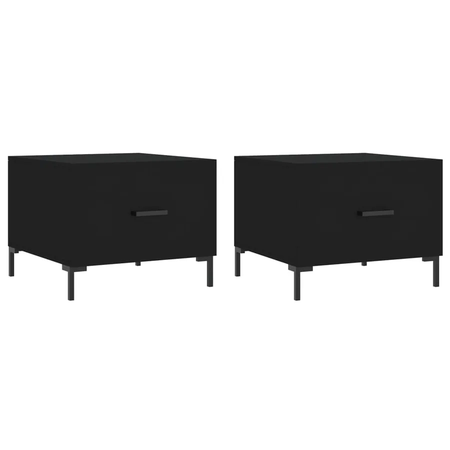 Tables basses 2 pcs noir 50x50x40 cm bois d'ingénierie - 2