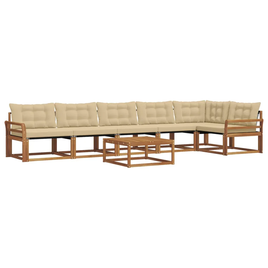 Ensemble de canapés d'extérieur 7 pcs Naturel et Beige - 2