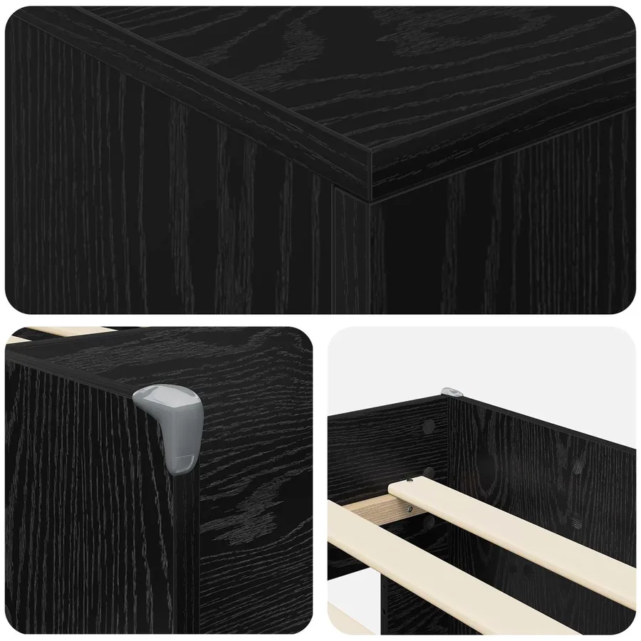 Cadre de lit en loft avec armoire 3 pc Noir Bois d'ingénierie - 6
