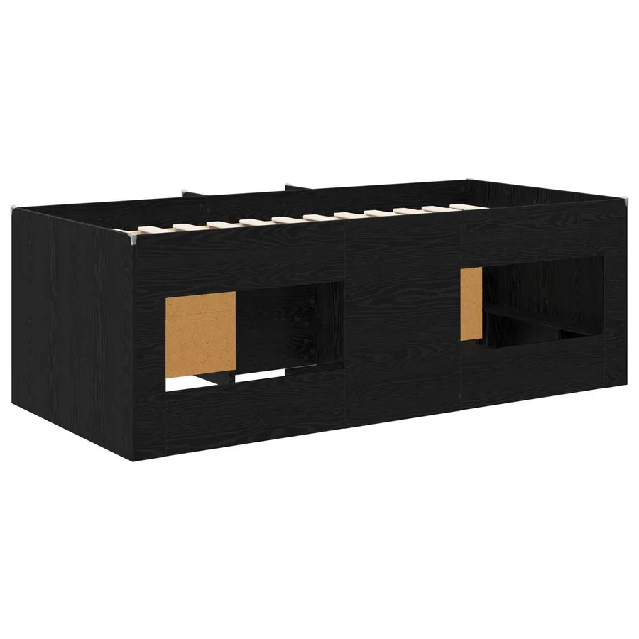 Cadre de lit en loft avec armoire 3 pc Noir Bois d'ingénierie - 5