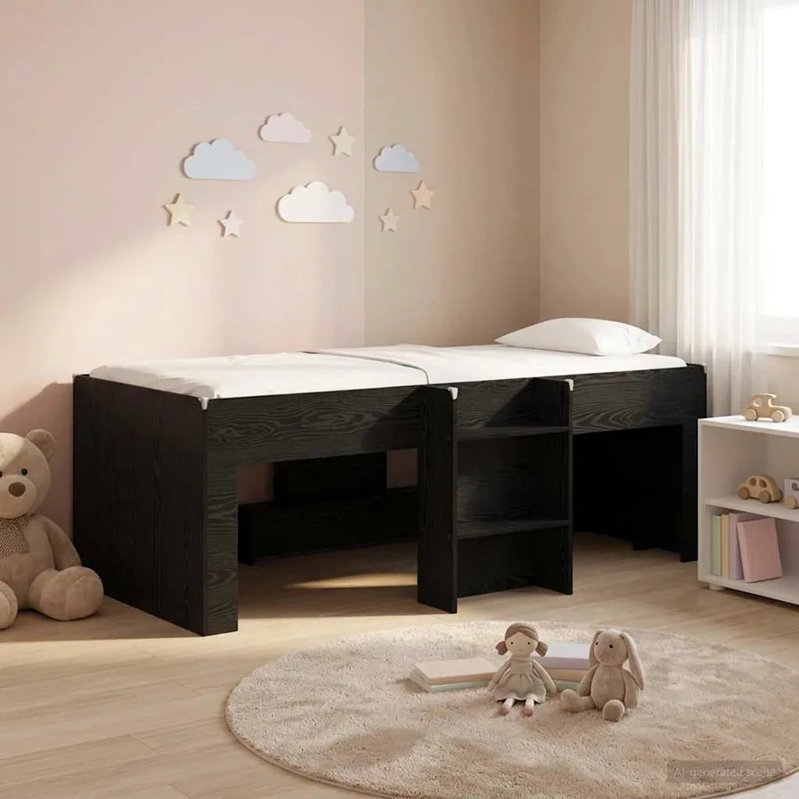 Cadre de Lit Élevé pour Enfants Chêne noir 80 x 200 cm
