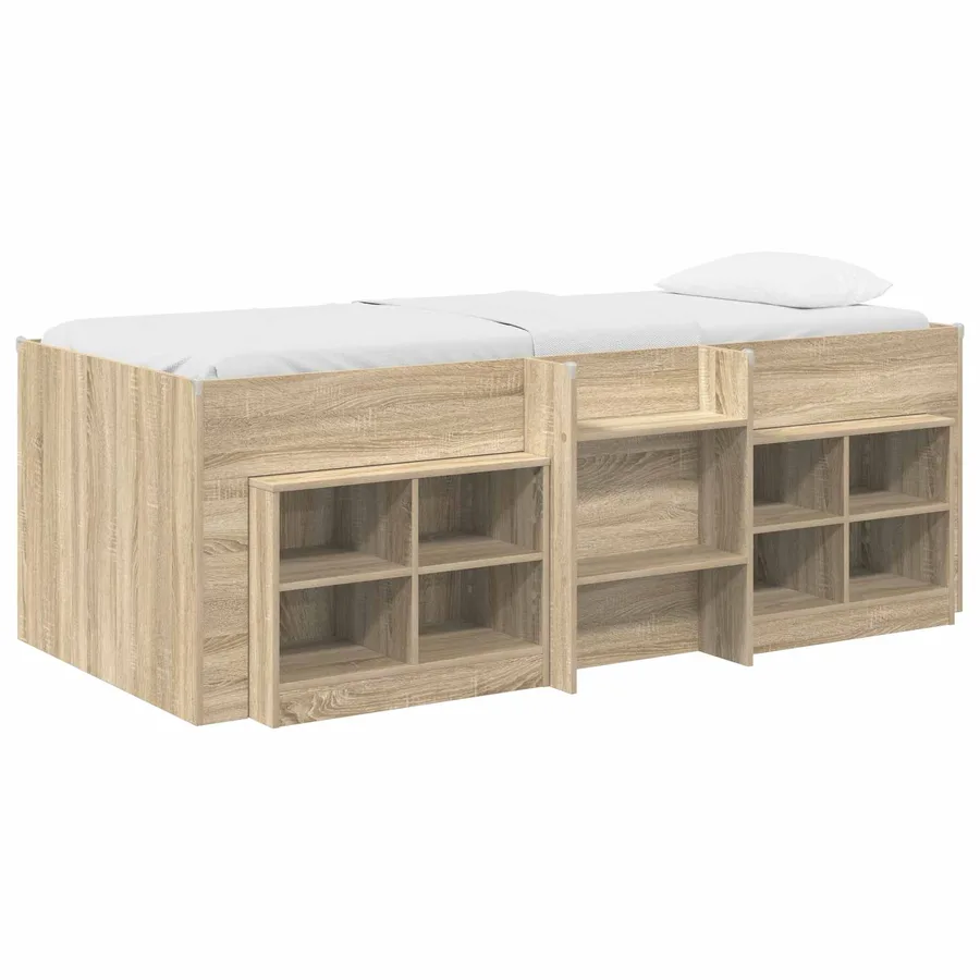 Cadre de lit en loft avec armoire 3 pc Chêne Sonoma - 2