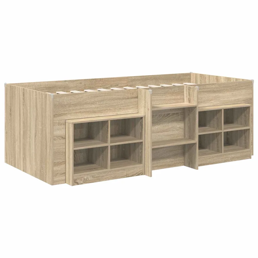 Cadre de lit en loft avec armoire 3 pc Chêne Sonoma - 3