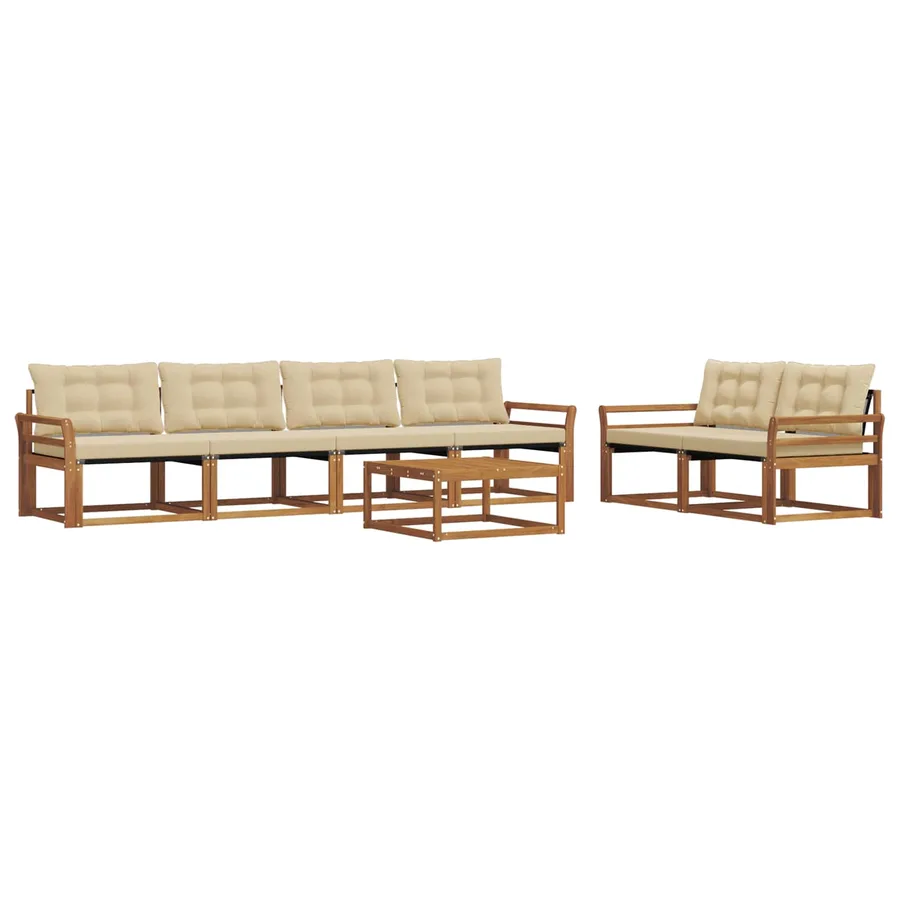 Ensemble de canapés d'extérieur 7 pcs Naturel et Beige - 2