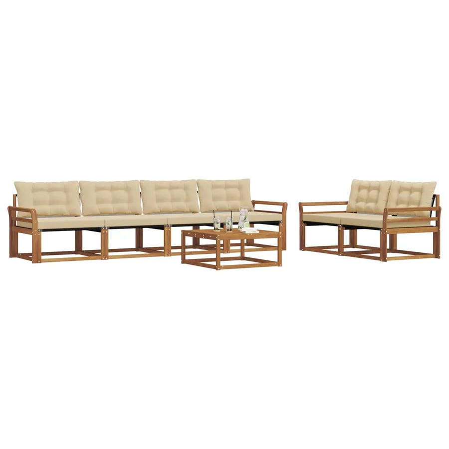 Ensemble de canapés d'extérieur 7 pcs Naturel et Beige - 3