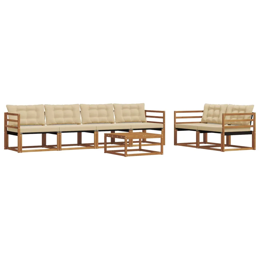 Ensemble de canapés d'extérieur 7 pcs Naturel et Beige - 2