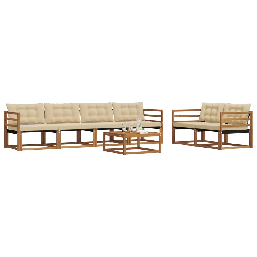 Ensemble de canapés d'extérieur 7 pcs Naturel et Beige - 3
