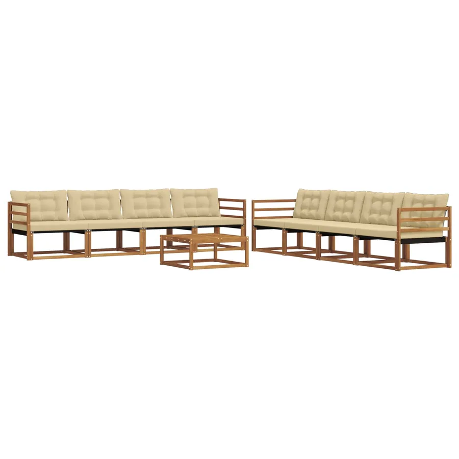Ensemble de canapés d'extérieur 9 pcs Naturel et Beige - 2