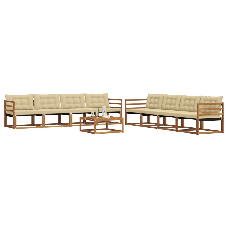 Ensemble de canapés d'extérieur 9 pcs Naturel et Beige - 3
