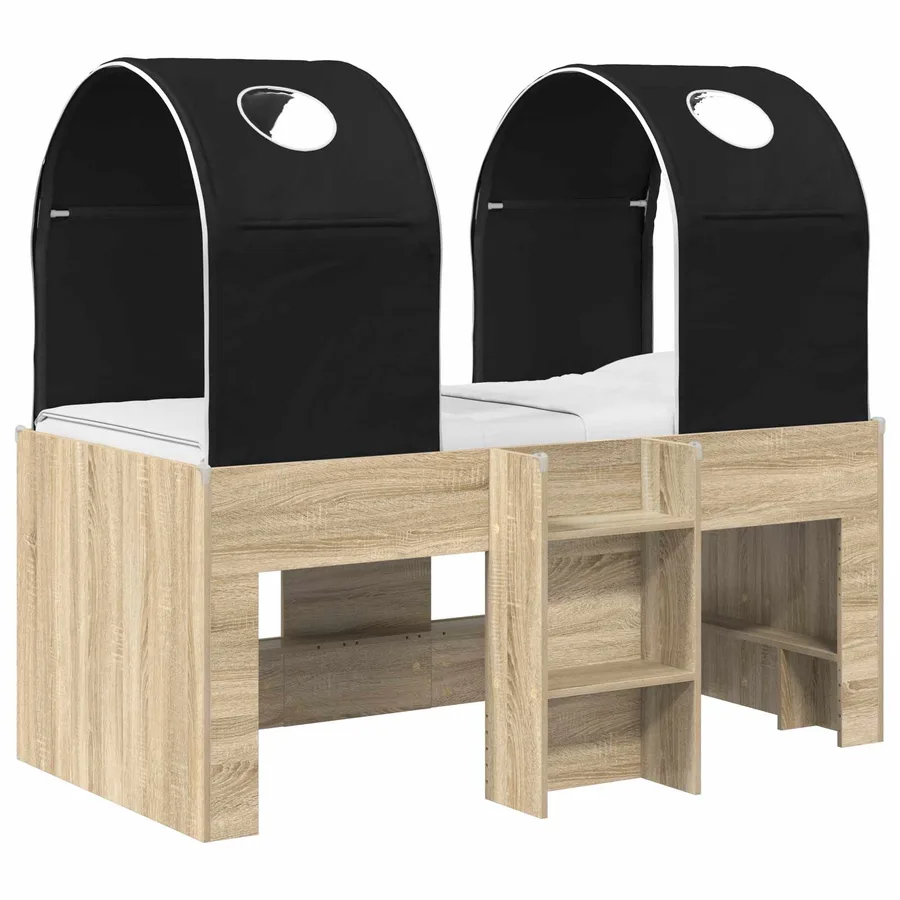 Lit avec Tunnel 3 pc Sonoma et Noir Bois d'ingénierie - 2
