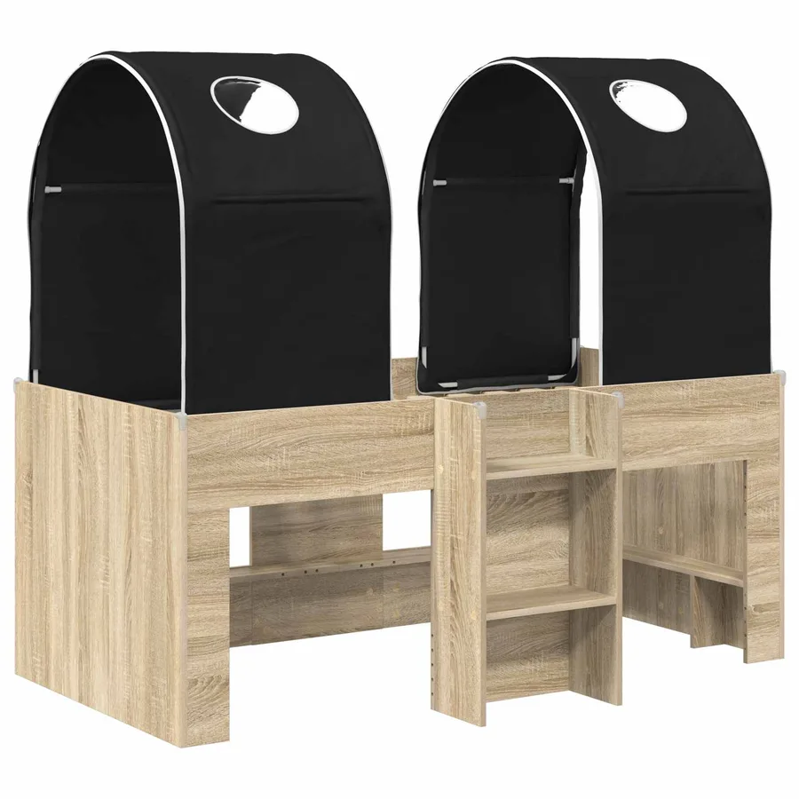 Lit avec Tunnel 3 pc Sonoma et Noir Bois d'ingénierie - 3