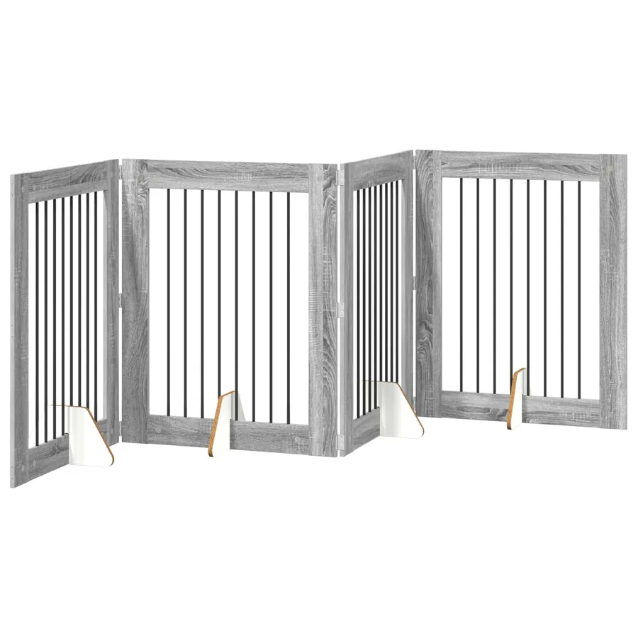 Porte de chien pliable avec supports 4 pcs Sonoma gris 321 cm - 2